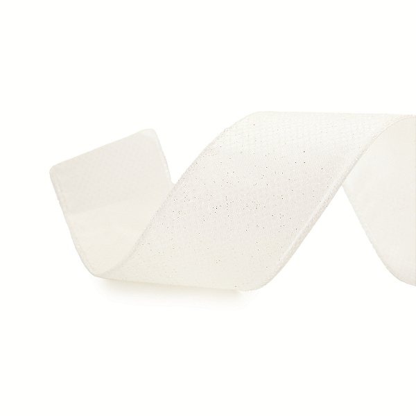Fita Aramada de Natal Branca Quadriculada com Glitter 6,3cmx9,14m - Ref 1072217 Cromus