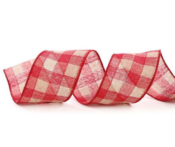 Fita Aramada Xadrez Vermelha e Bege 6,3x914cm - Ref 1042630 Cromus