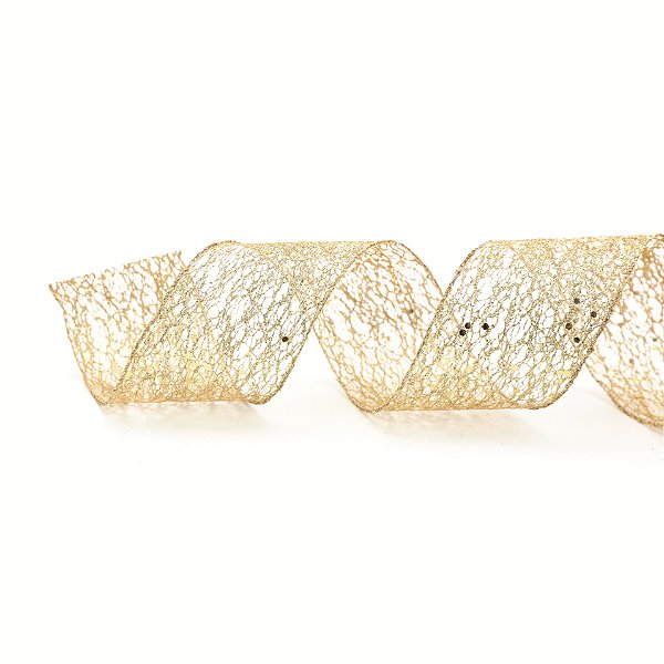 Fita Aramada Tela Dourada com Glitter 3,8x914cm - Ref 1026296 Cromus