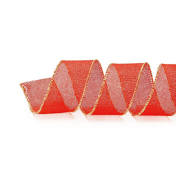 Fita Aramada de Juta Vermelha com Borda Dourada 6,3x914cm - Ref 1693873 Cromus