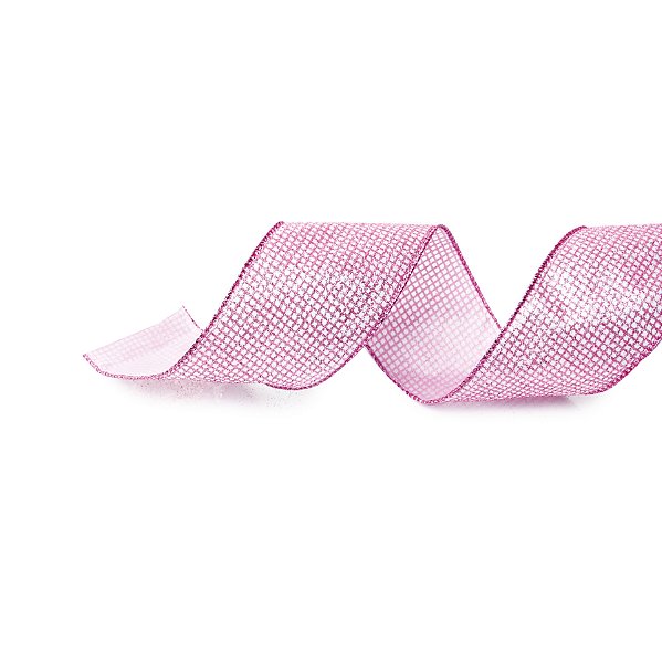 Fita Aramada de Natal Quadriculado de Glitter Rosa Claro 6,3x914cm - Ref 1717173 Cromus