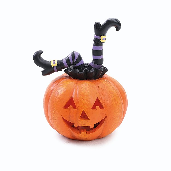 Enfeite de Resina Pernas de Bruxa na Abobora 8x12cm - Ref 29005151 Cromus