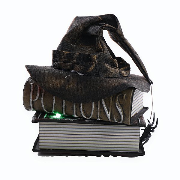 Chapéu e Livros Noites do Terror com Luz, Som e Movimento 15x22cm - Ref 29010468 Cromus