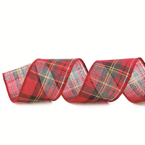 Fita Aramada de Natal Xadrez Vermelho e Verde 6,3x914cm - Ref 1056532 Cromus