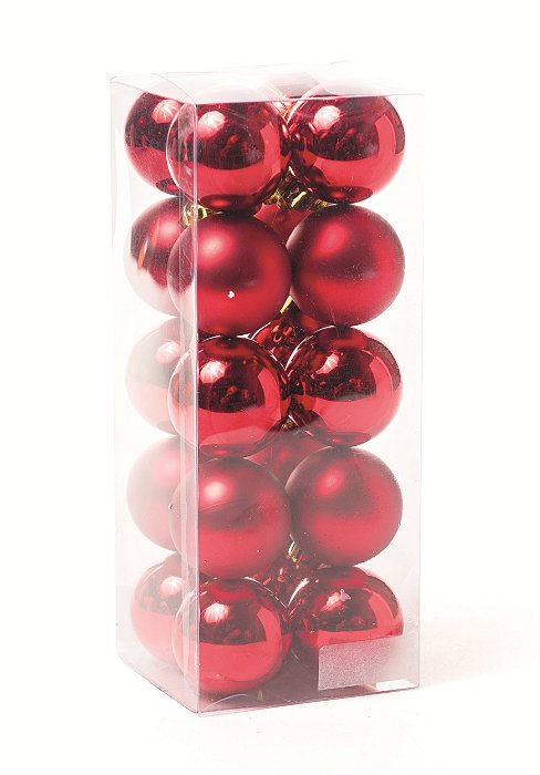 Bolas de Natal Vermelha Sortidas 4cm com 20 Unidades - Ref 1591323 Cromus