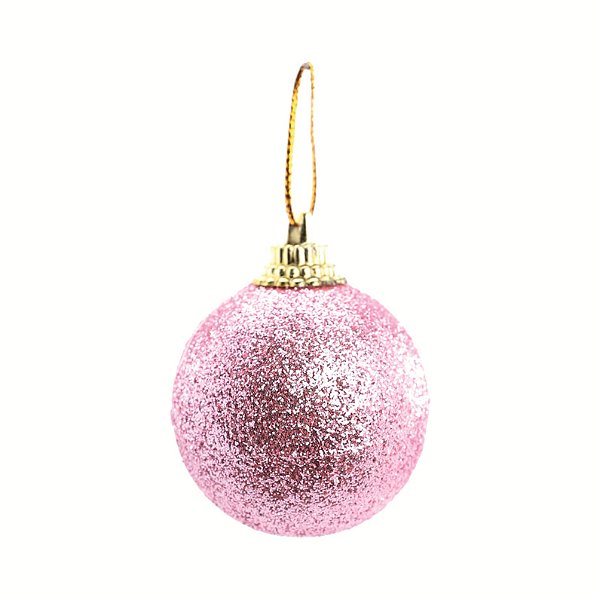 Bolas de Natal Glitter Rosa Claro 4cm com 12 Un - Ref 1921458 Cromus