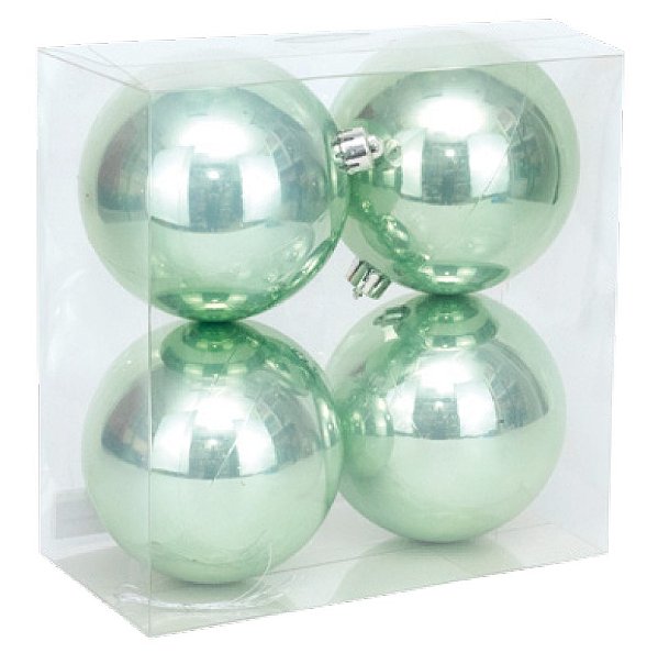 Bolas de Natal Verde Menta Perolados 10cm com 4Un - Ref 1020159 Cromus