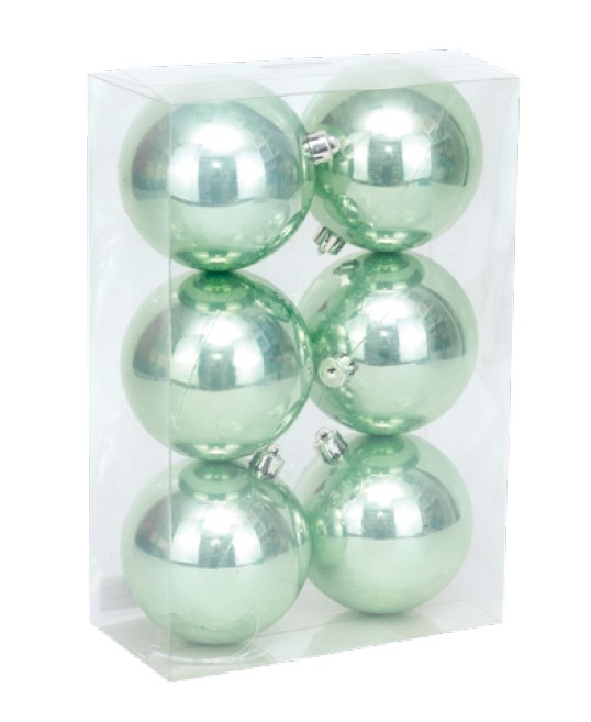 Bolas de Natal Verde Menta Perolada 8cm com 6 Un - Ref 1020158 Cromus