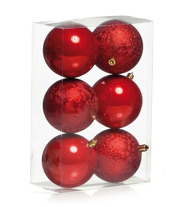 Bolas de Natal Brilho e Texturizada 8cm Vermelho com 6 Un - Ref 1699555 Cromus