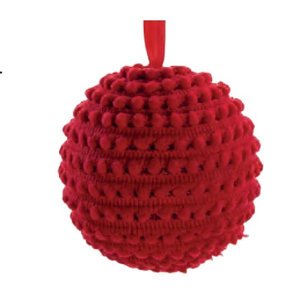 Bolas de Natal Vermelha Pompom 10cm com 4 Un - Ref 1106529 Cromus