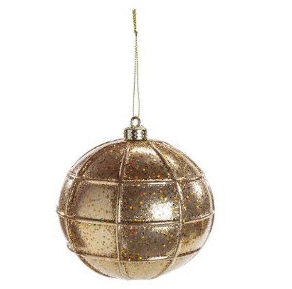 Bolas de Natal Quadriculadas Douradas 10cm com 4Un - Ref 1106435 Cromus