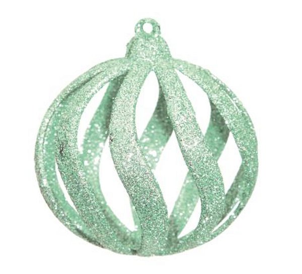 Bolas de Natal Vazada com Glitter Verde 8cm com 6Un - Ref 1106368 Cromus