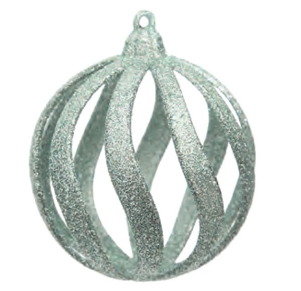 Bola de Natal Vazada com Glitter Verde Menta 8cm com 6Un - Ref 1106365 Cromus