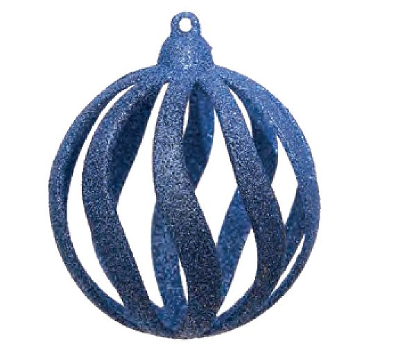 Bola de Natal Vazada com Glitter Azul 8cm com 6Un - Ref 1106369 Cromus