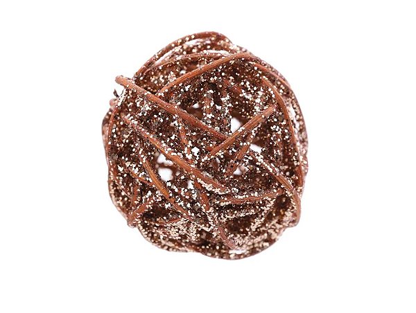 Bola de Rattan Glitter Rose 10cm com 1 Unidade - Ref 1008899 Cromus