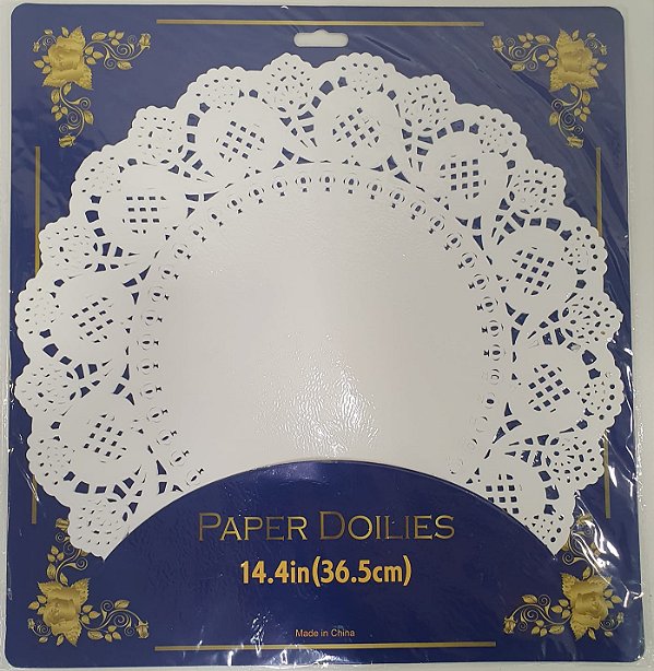 Papel Rendado Branco Redondo Doilies 36,5cm com 20 Unidades - CCS Decorações