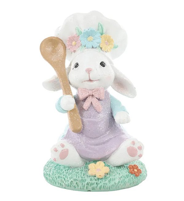 Coelho de Resina Confeiteiro com Coelher 14x10.5 - Ref 1098868 Cromus