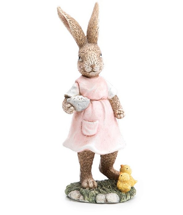 Coelha de Resina com Patinhos 24x11cm - Fancy - Ref 1014469F Cromus