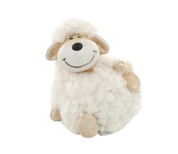 Ovelha de Cerâmica Brincando com a Perna 8x6x6cm - Ref 1094542 Cromus