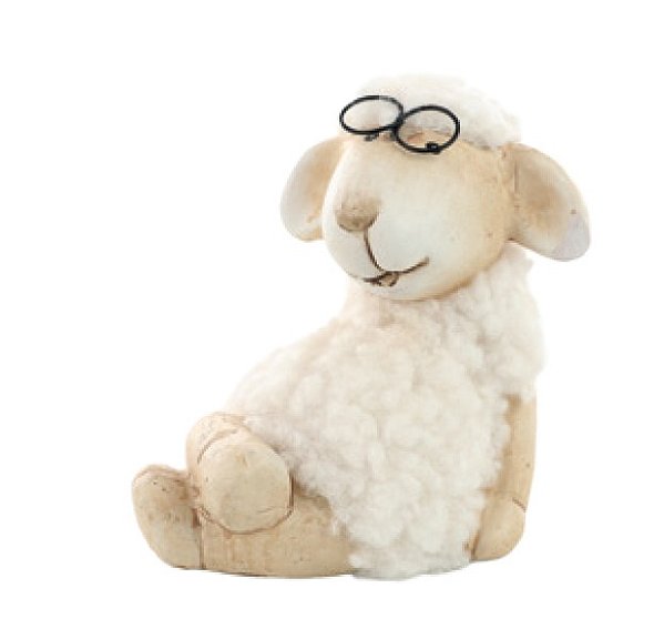 Ovelha de Cerâmica Sentada com óculos 9.5x8x7cm - Ref 1094545 Cromus