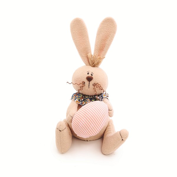 Coelha Sentada Segurando Ovo Listrado 30x14x15cm - Terracota - Ref 1016032 Cromus