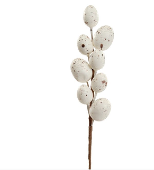 Galho de Páscoa Curto Ovos Branco 25m - Coleção Fondant - Ref 1067220 Cromus