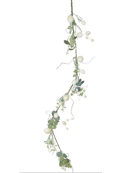 Galho Longo de Páscoa Ovos Flocados Creme e Frutas 110cm - Fondant Ref 1070936 Cromus