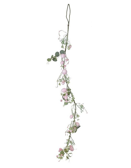 Galho Longo de Páscoa Ovos Flocados Rosa e Frutas 110cm - Fondant Ref 1070939 Cromus