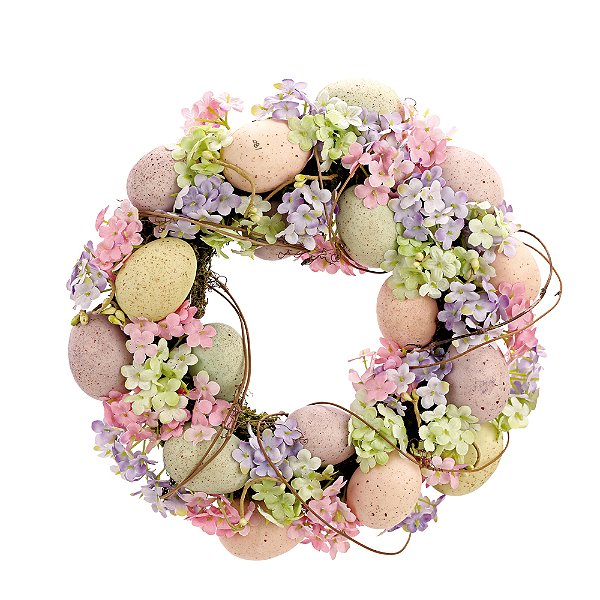 Guirlanda de Páscoa Flores e Ovos Coloridos 33cm - Fondant Ref 1036821 Cromus