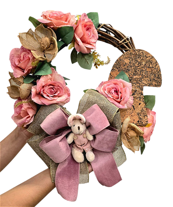Guirlanda Decorada Páscoa Flores e Cogumelo - CCS Decorações