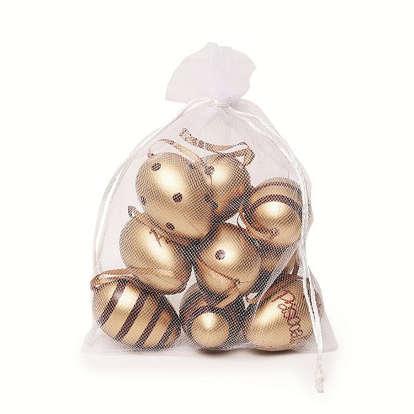 Ovos Para Pendurar Tipo Codorna Marrom com Dourado 9un - Ref 1825306 Cromus