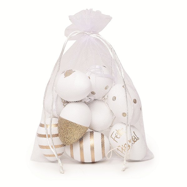 Ovos de Pendurar Tipo Branco com Dourado com 9 Un- Ref 1825285 Cromus