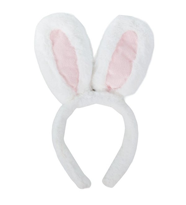 Tiara de Páscoa Orelha de Coelho Branco e Rosa de Pelúcia 28x25cm - Ref 1071422 Cromus