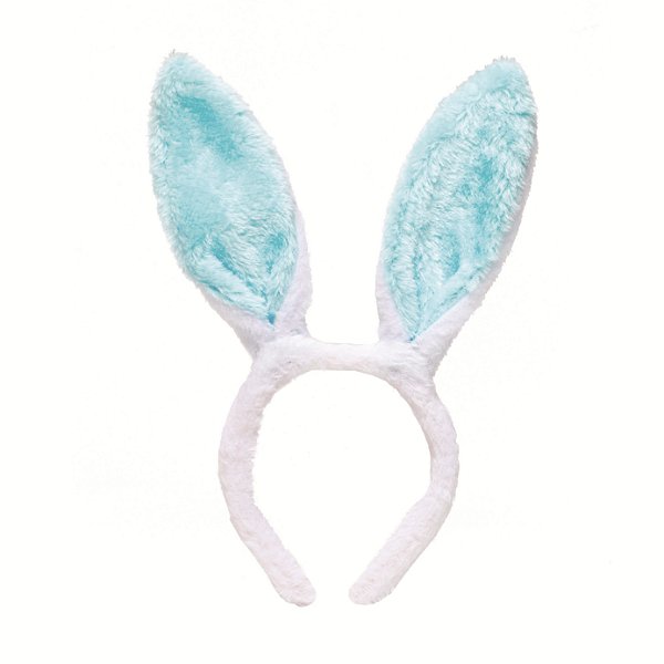 Tiara de Páscoa Orelhas de Coelho Branco e Azul 30x20cm - Ref 1825119 Cromus