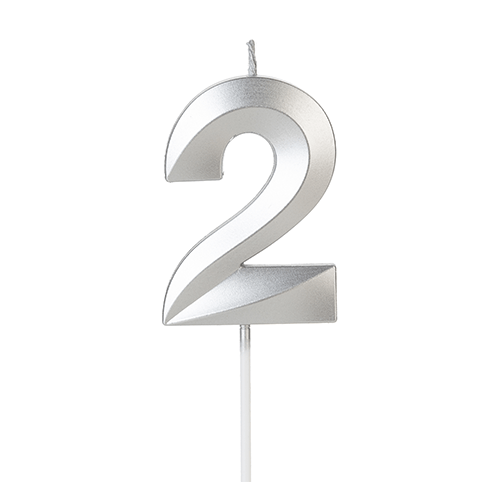 Vela de Aniversário Design Prata Número 2 - Silver