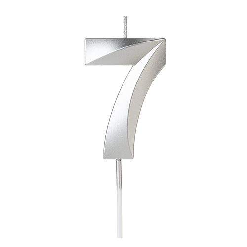 Vela de Aniversário Design Prata Número 7 - Silver