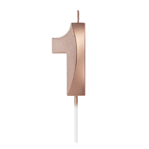 Vela de Aniversário Design Rose Gold Número 1 - Silver