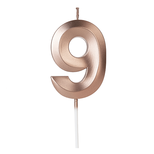 Vela de Aniversário Design Rose Gold Número 9 - Silver
