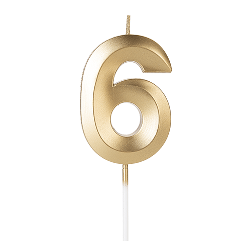 Vela de Aniversário Design Dourada Número 6 - Silver