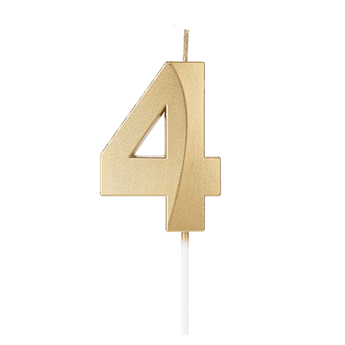Vela de Aniversário Design Dourada Número 4 - Silver