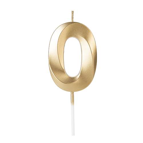 Vela de Aniversário Design Dourada Número 0 - Silver