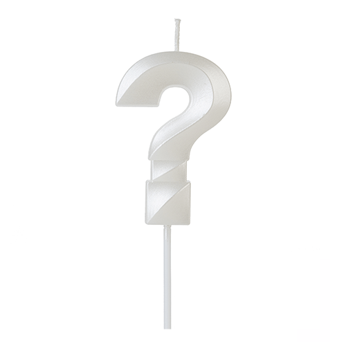 Vela de Aniversário Design Branco Perolado Interrogação - Silver