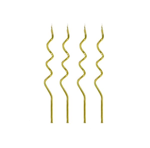 Vela de Aniversário Palito Espiral Dourada com 14cm 4 Unidades - Silver