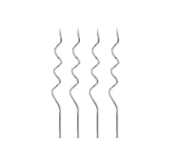 Vela de Aniversário Palito Espiral Prateado com 14cm 4 Unidades - Silver