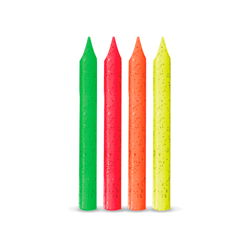 Vela de Aniversário Palito Neon Glitter 8cm com 12 Un - Silver