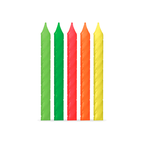 Vela de Aniversário Palito Neon 8cm com 12 Un - Silver