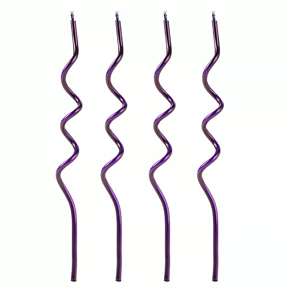 Vela de Aniversário Palito Espiral Roxa com 14cm 4 Unidades - Silver