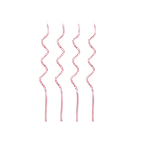 Vela de Aniversário Palito Espiral Rosa Bebe com 14cm 4 Unidades - Silver