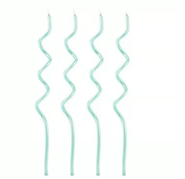Vela de Aniversário Palito Espiral Azul Tiffany com 14cm 4 Unidades - Silver