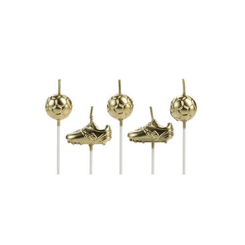 Vela de Aniversário Futebol Dourado com 5 unidades 3cm - Silver